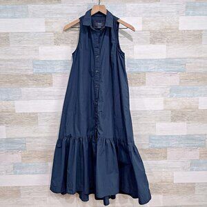 Anthropologie Maeve Paola Flounced Midi Shirt Dress in Black